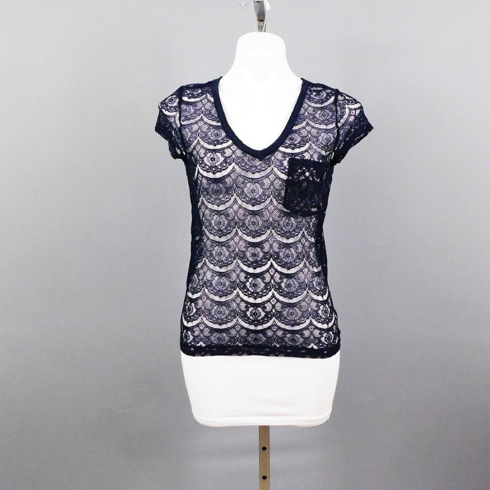 Aeropostale Women Shirt Blue Lace M